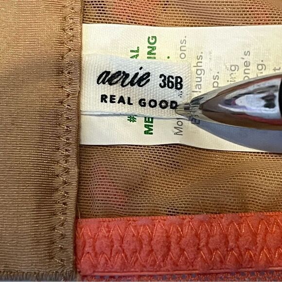 Aerie Show Off Balconette Bra Underwire Lace Lining Tan/Pink Floral Size 36B - Picture 3 of 7